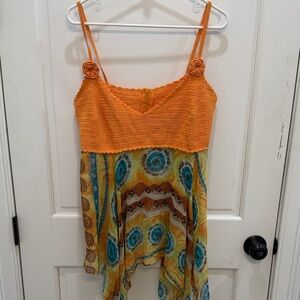 Y2K beach dream Orange and Multicolor Boho top